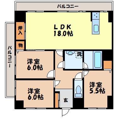 トーカンマンション泉町(3LDK/4階)の間取り写真