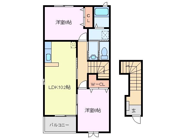 ブライトハウス西村(2LDK/2階)の間取り写真