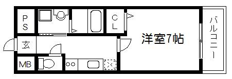 クリザンテーム山本II(1K/1階)の間取り写真