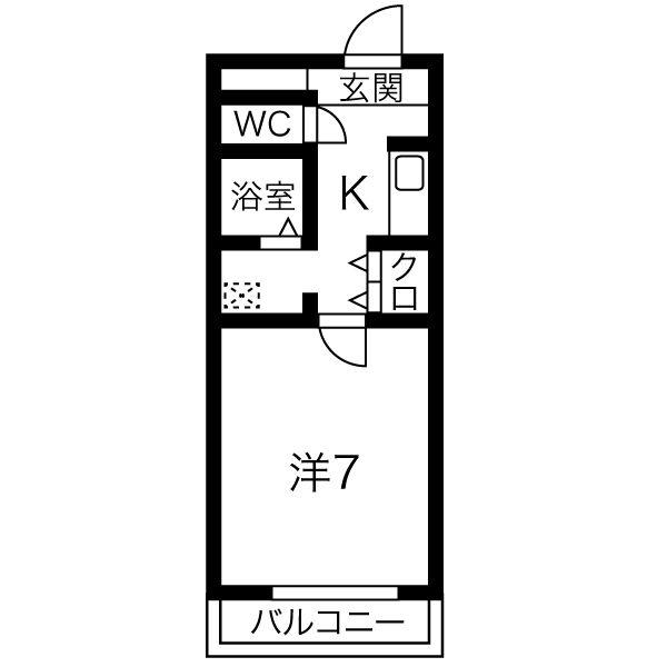 ハッピーコート垂水(1K/5階)の間取り写真