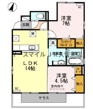 カーサベルデ(2LDK/1階)の間取り写真