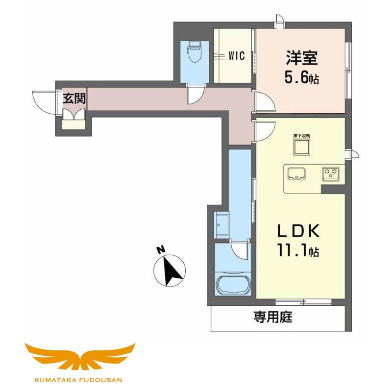 ヴィオラ水前寺(1LDK/1階)の間取り写真