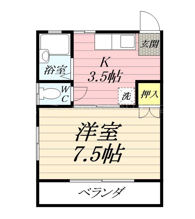 メゾンロマンII(1K/2階)の間取り写真