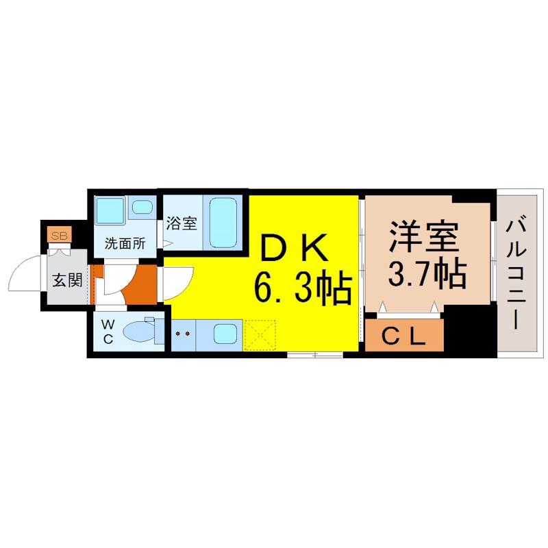 エスリードレジデンス東別院マークス(1DK/14階)の間取り写真