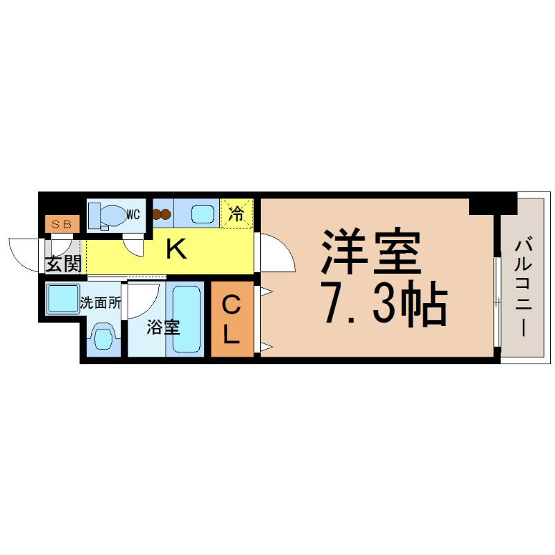 アプリーレ代官町(1K/7階)の間取り写真