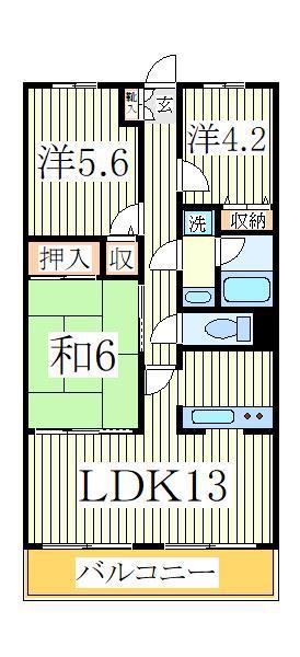 シティファイブ新柏(3LDK/2階)の間取り写真
