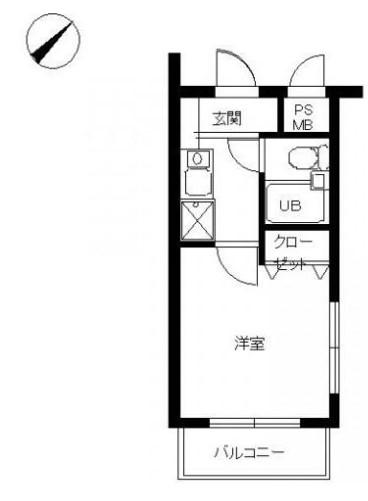 スカイコート宮崎台第4(1K/2階)の間取り写真