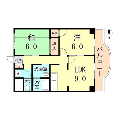 ドリーム寺池(2LDK/2階)の間取り写真