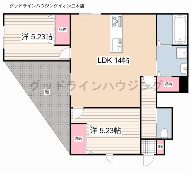 プレミールCOCO(2LDK/1階)の間取り写真