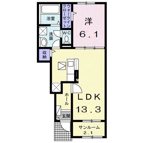 オリザ A(1LDK/1階)の間取り写真