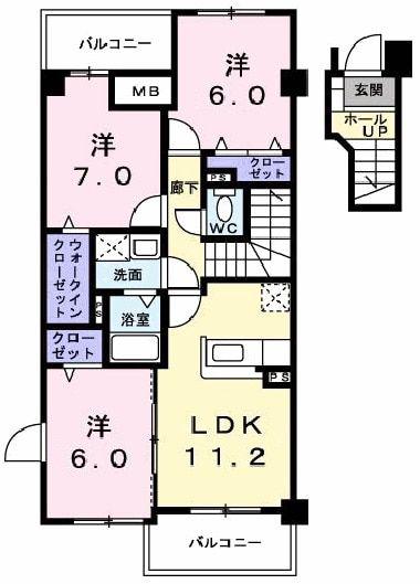 ビサイド・スリー(3LDK/2階)の間取り写真