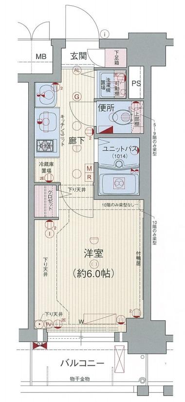 プレサンス天神橋ディオレ(1K/4階)の間取り写真