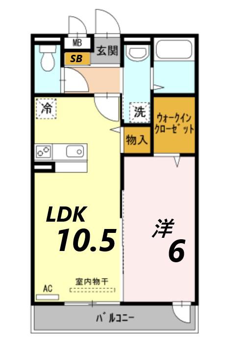 グランメールタカミ(1LDK/2階)の間取り写真
