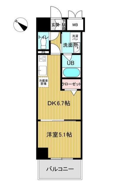 LUCE VII(1DK/7階)の間取り写真