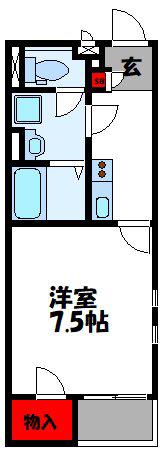 クレイノ花水樹SUEII(1K/1階)の間取り写真