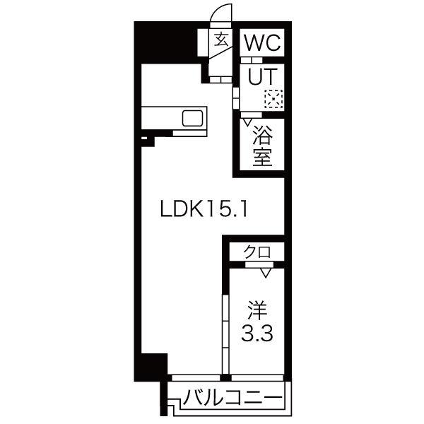 アランヴェール覚王山(1LDK/2階)の間取り写真