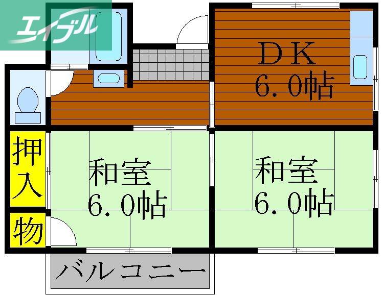 グリーンハイツA(2DK/2階)の間取り写真