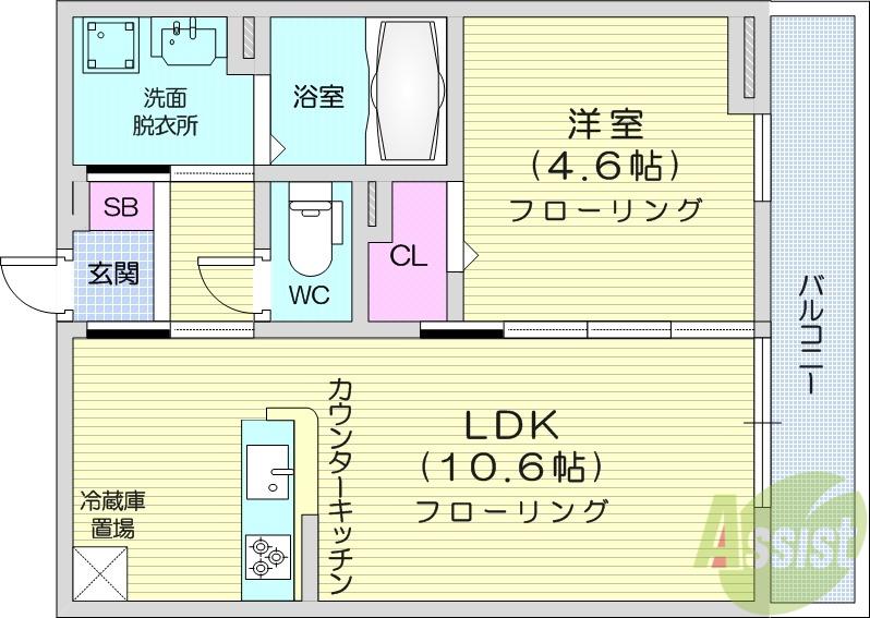 D-ROOM DEARCOURT(1LDK/2階)の間取り写真