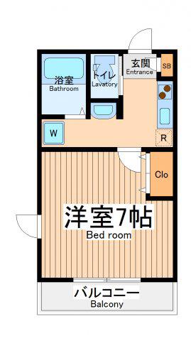 サンルージュ横浜(1K/3階)の間取り写真