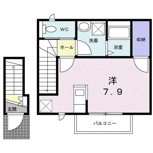 リビオン(ワンルーム/2階)の間取り写真