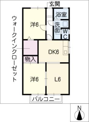サンパティー(2LDK/2階)の間取り写真