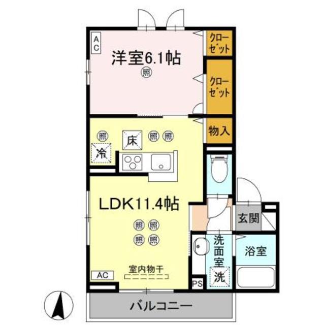 ステラヴィータ A棟(1LDK/1階)の間取り写真