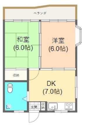 上原アパート(2DK/3階)の間取り写真
