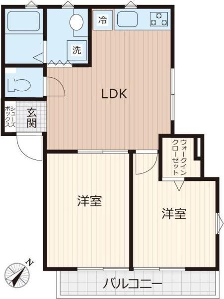 ミストラル志季(2LDK/2階)の間取り写真