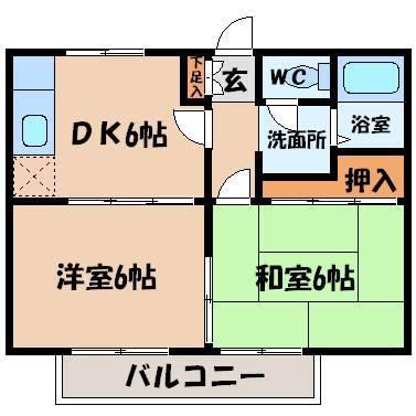 ハイツ湖風(2DK/1階)の間取り写真