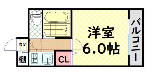 トゥリオーニ堺Ⅰ(1K/3階)の間取り写真