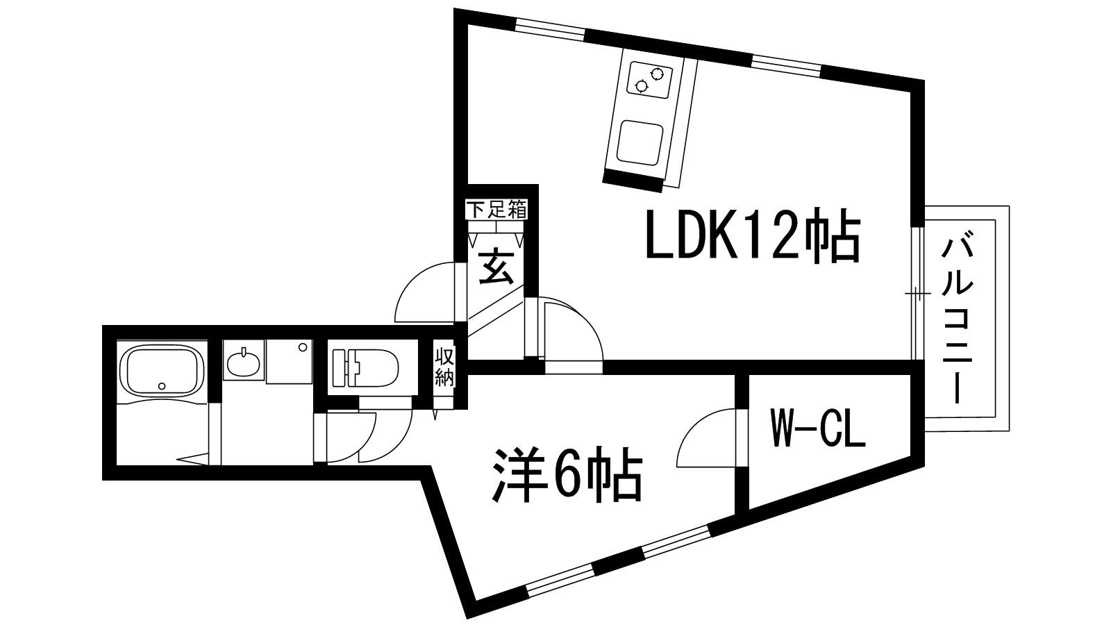 大阪モノレール本線 大阪空港駅 徒歩5分 6階建 築46年(1LDK/2階)の間取り写真