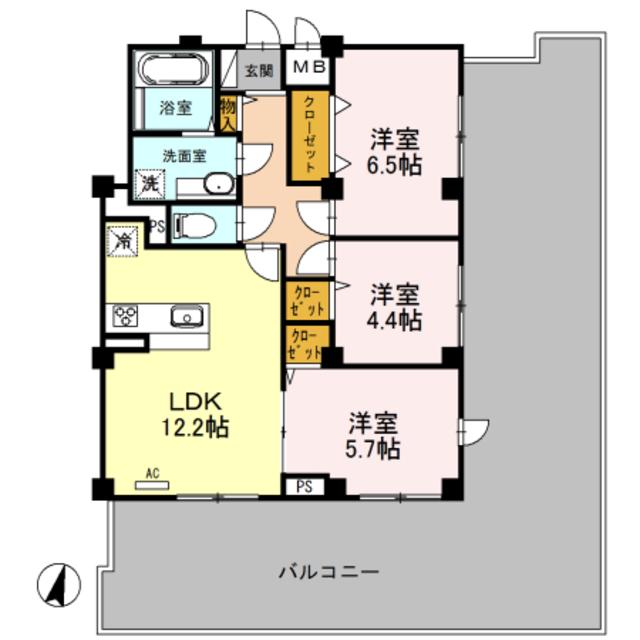 エクセレントヒルズ(3LDK/5階)の間取り写真