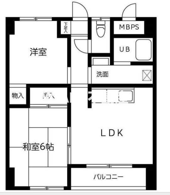 スクエアKIII(2LDK/4階)の間取り写真