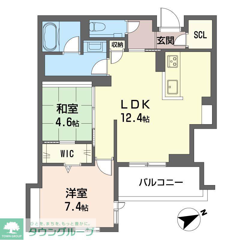 WITH PLUS 青葉台(2LDK/2階)の間取り写真