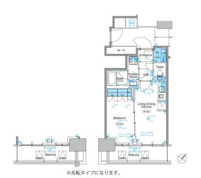パークアクシス豊洲キャナル(1LDK/12階)の間取り写真
