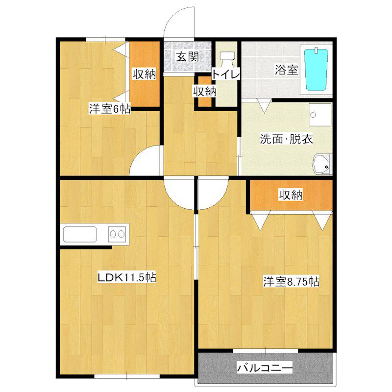 AKIコーポ2(2LDK/1階)の間取り写真