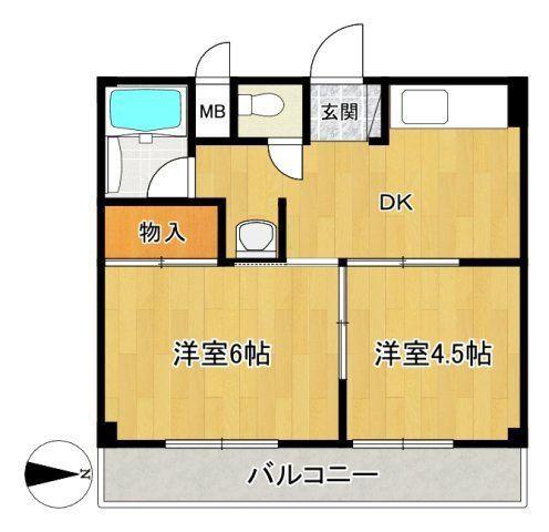 司マンション(2DK/3階)の間取り写真
