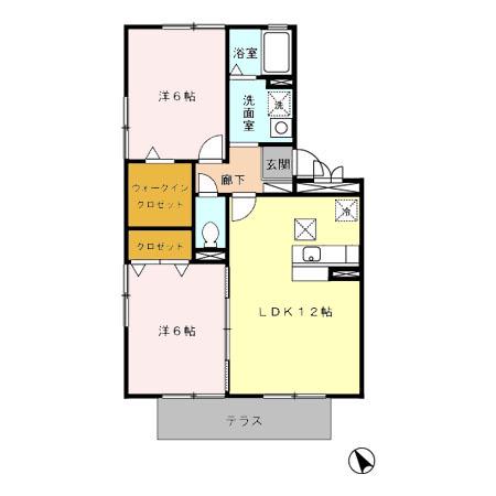 ヴェルドミール本八幡(2LDK/1階)の間取り写真