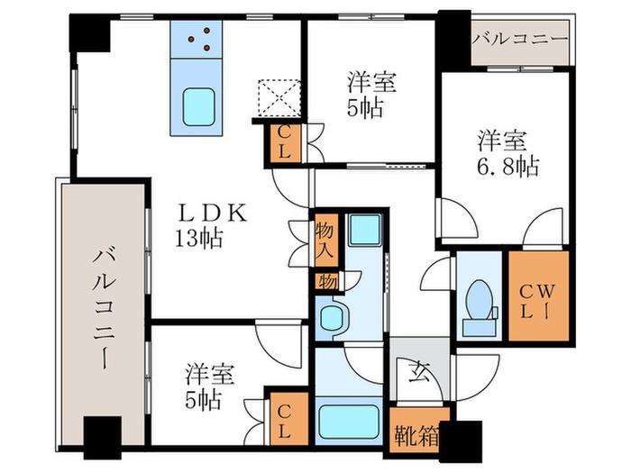 ブランズ京都御所西(3LDK/2階)の間取り写真