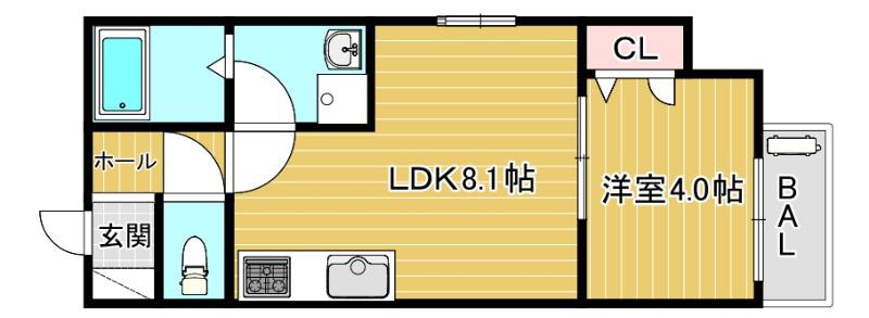 D PORTA CACTO(1LDK/3階)の間取り写真