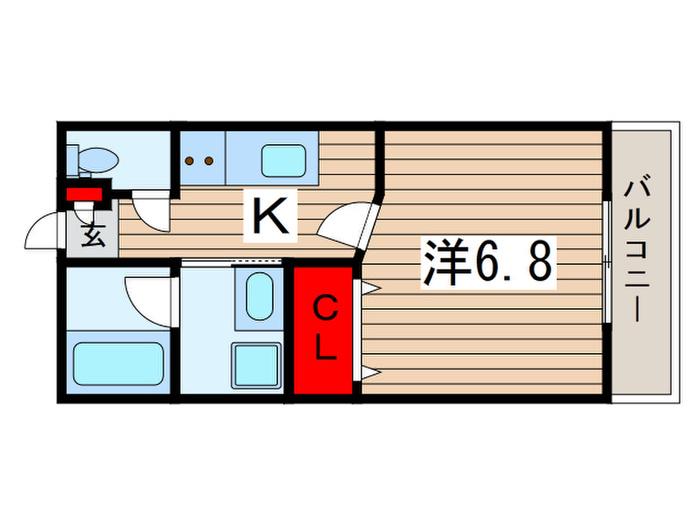 エストスクエア黒砂台(1K/1階)の間取り写真