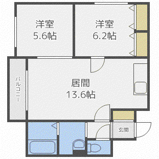セントポーリアエール(2LDK/2階)の間取り写真
