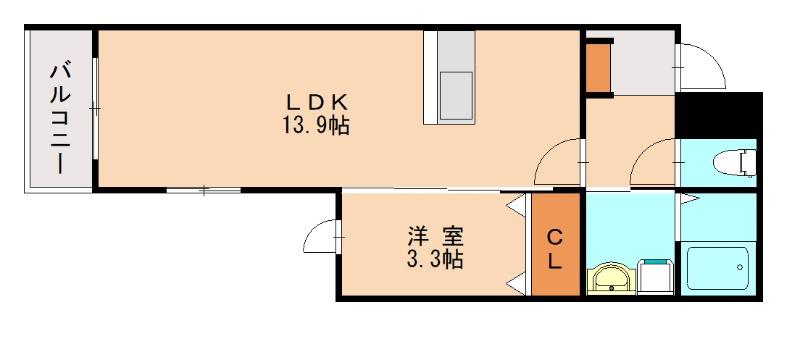 LIFEFIELD古賀駅前(1LDK/1階)の間取り写真