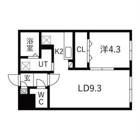 恵庭福住町3MS(1LDK/4階)の間取り写真