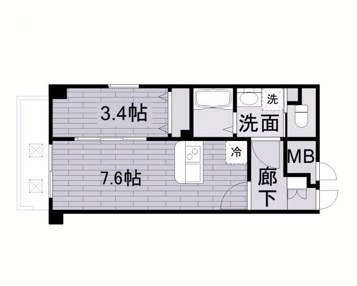 アヴァンティ銀天町(1DK/5階)の間取り写真