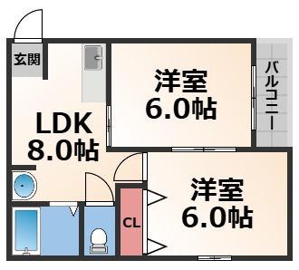 ニッコーハイツ(2LDK/3階)の間取り写真