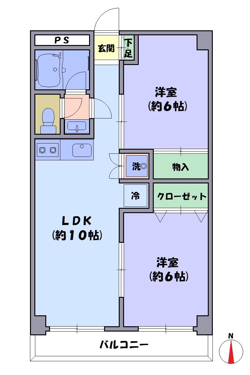 ハイムイワクラ(2LDK/3階)の間取り写真