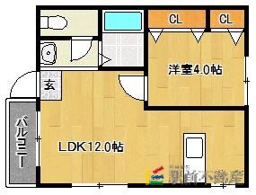 シャトルハイツ(1LDK/1階)の間取り写真