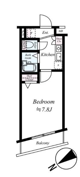 プレール高田馬場(1K/4階)の間取り写真