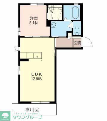 ラティールA(1LDK/1階)の間取り写真